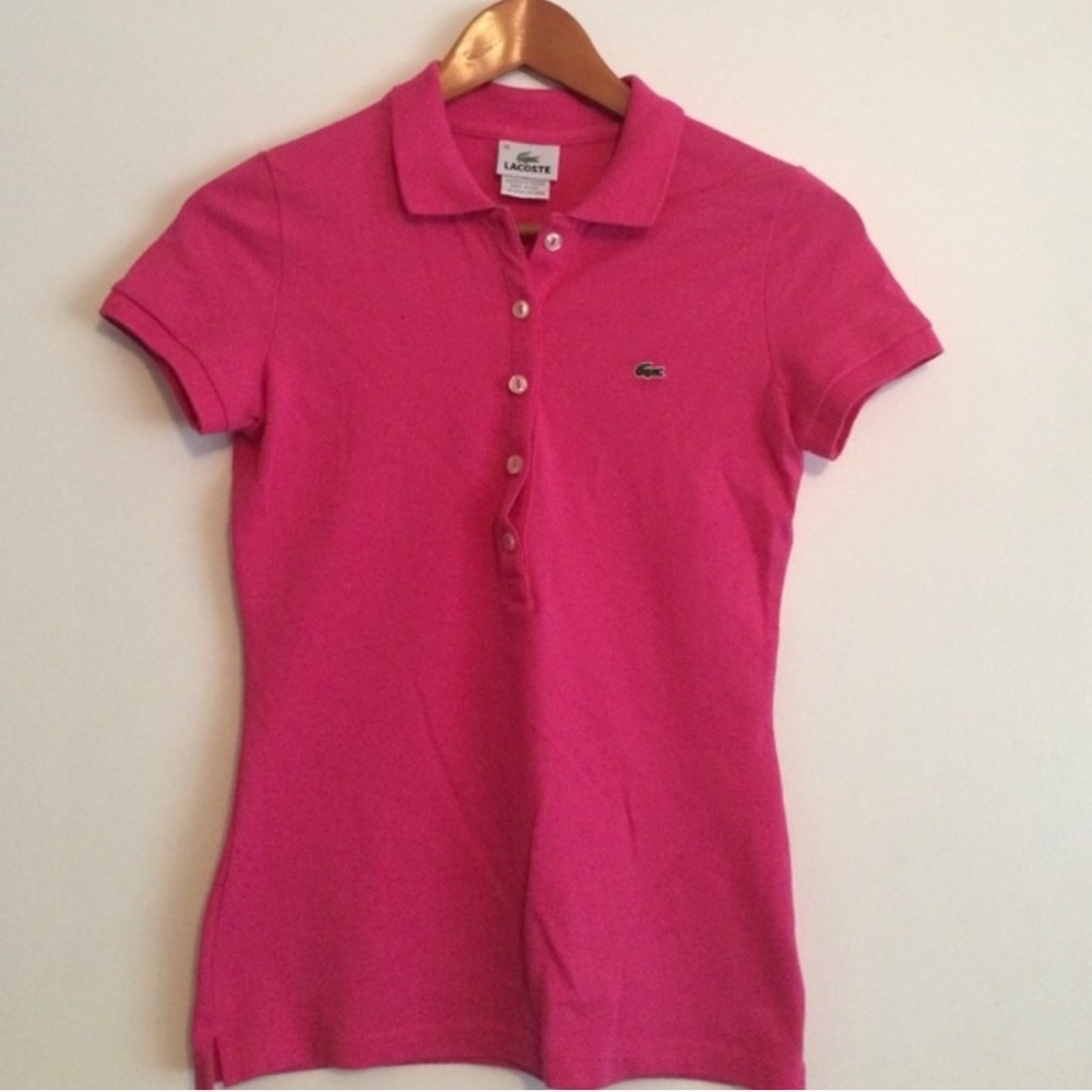 Pink Lacoste shirt